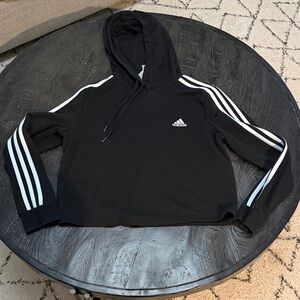 adidas Black Hoodie with White 3-Stripes